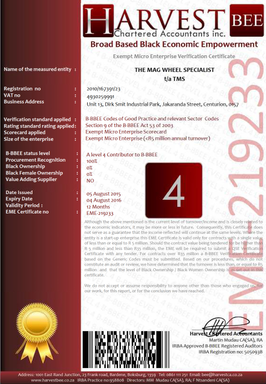 BBBEE Certificate The Mag Wheel Specialist1